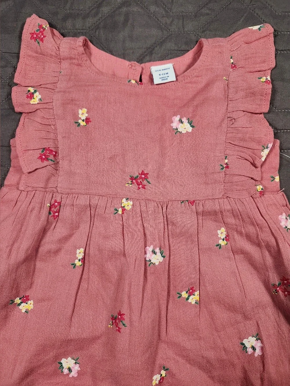 Old Navy pink baby dress sleeveless silhouette ruffled shoulder 6-12M NWT